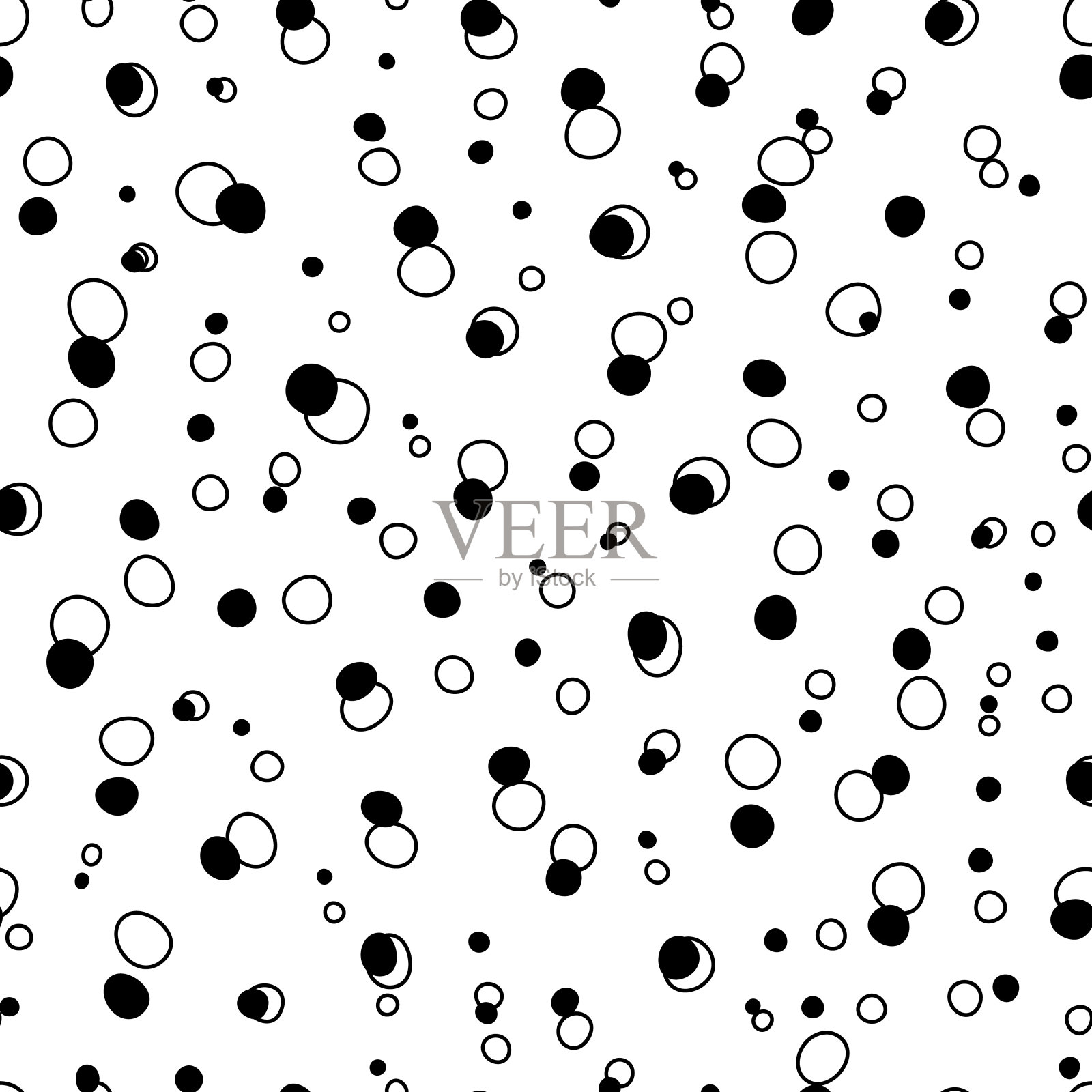 可爱的黑白圆点图案透明隔离无缝重复背景，壁纸插画图片素材