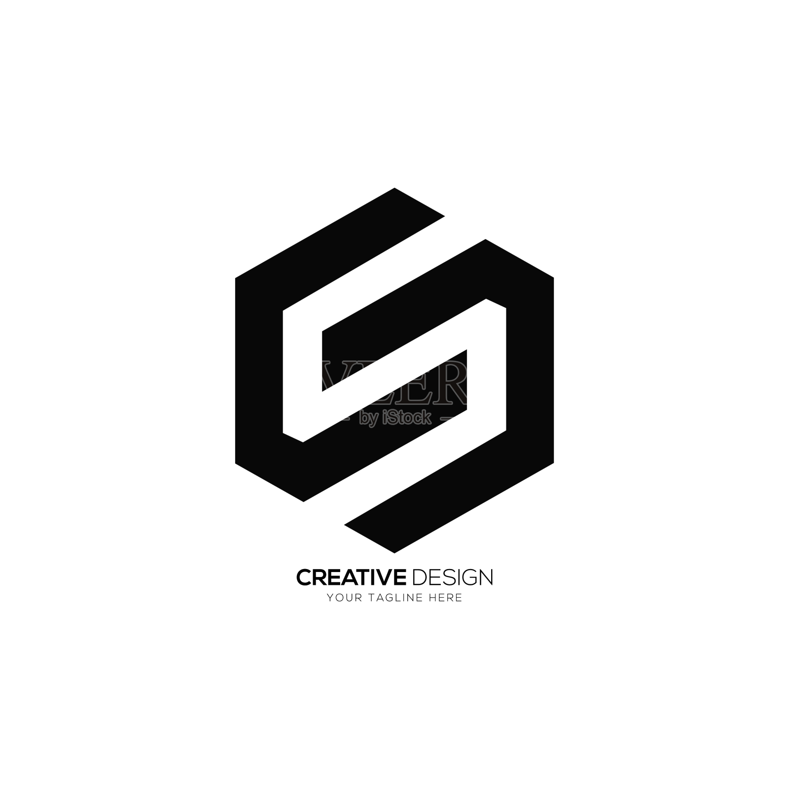 字母的六边形形状负空间现代设计元素图片