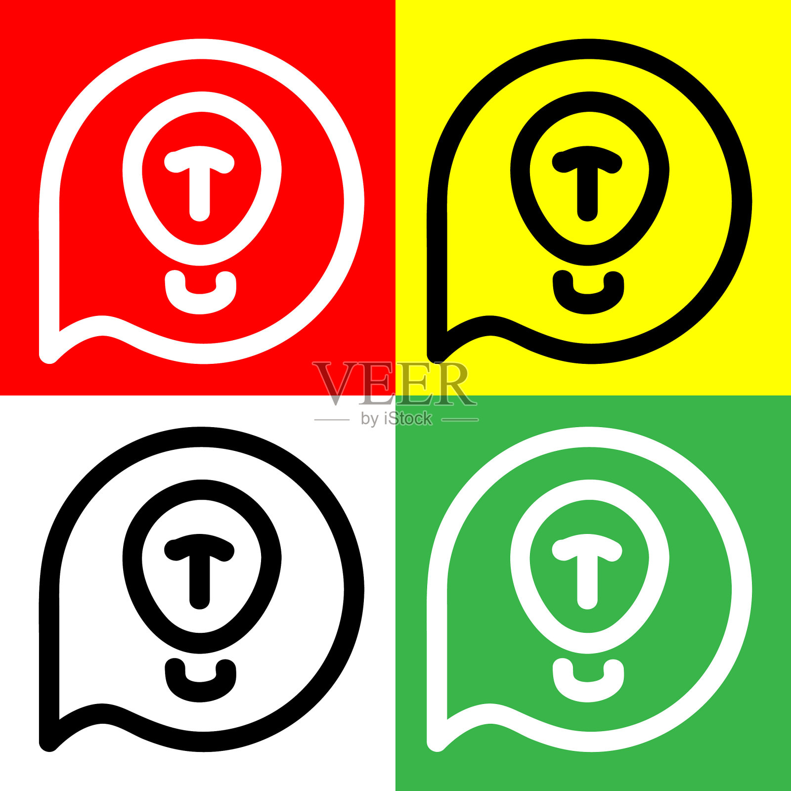 提示矢量图标，轮廓样式，隔离在红色，绿色，黄色和白色的背景。插画图片素材