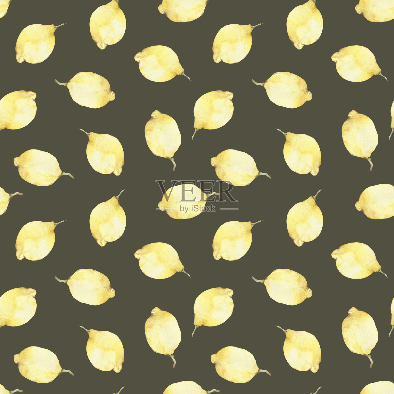 水彩柠檬无缝图案。插画图片素材