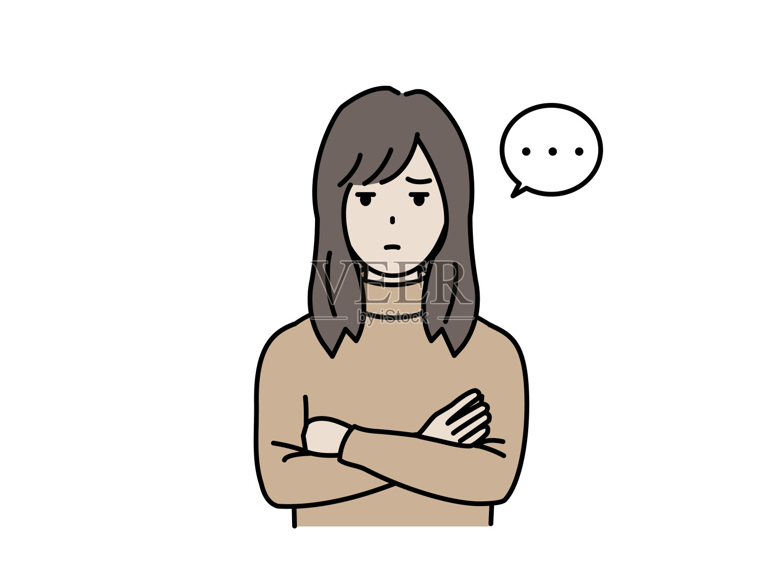 可疑的年轻女子插画图片素材