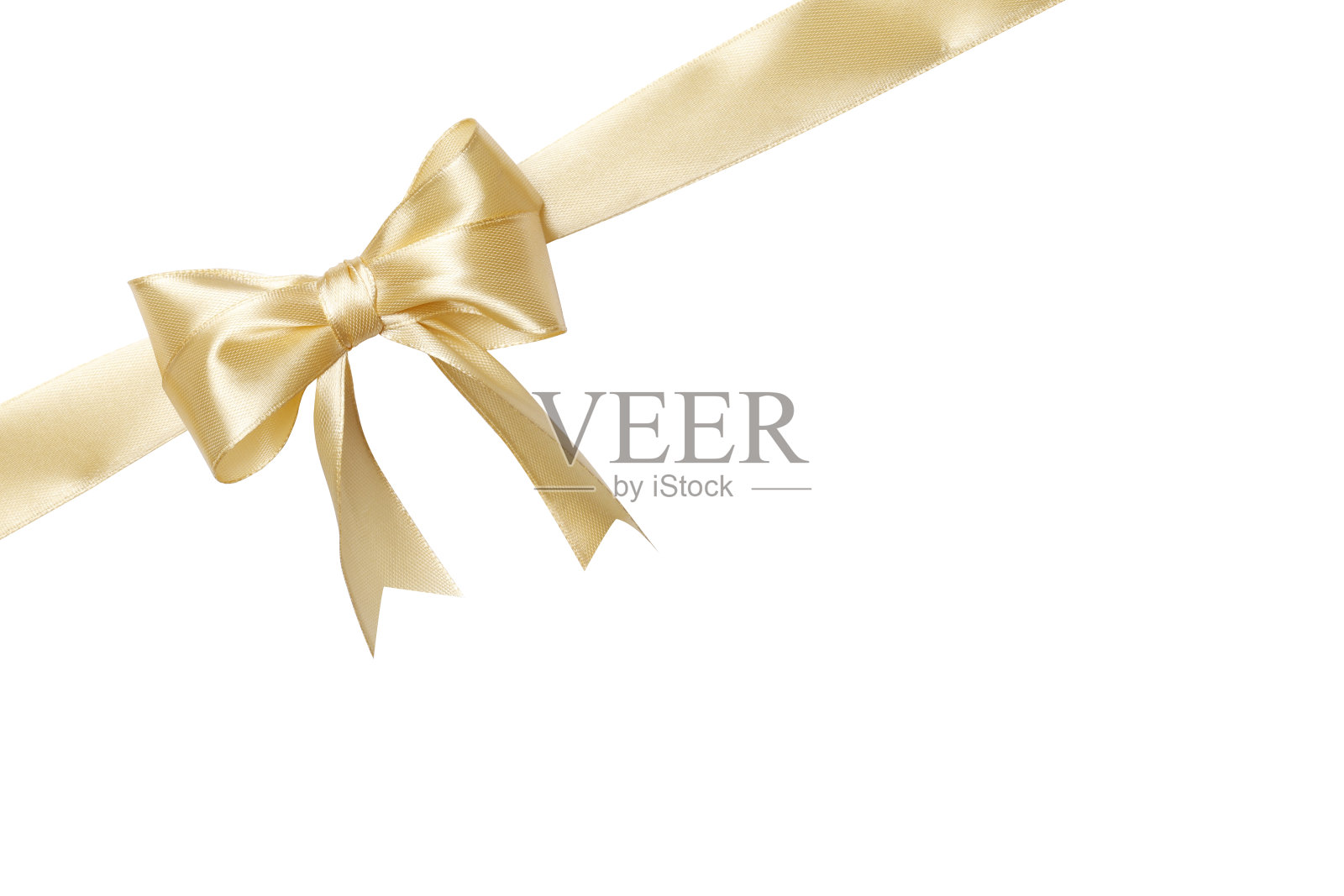 棕色米色丝带蝴蝶结孤立在白色背景上，简单的双系蝴蝶结装饰和增加美感的礼盒或贺卡，平躺近俯视图与文字复制空间照片摄影图片