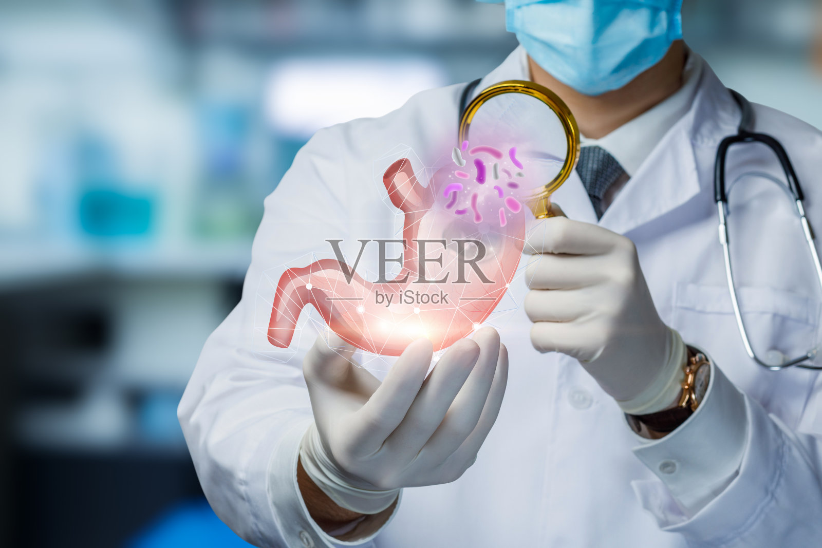 胃菌群医学检查的概念。照片摄影图片