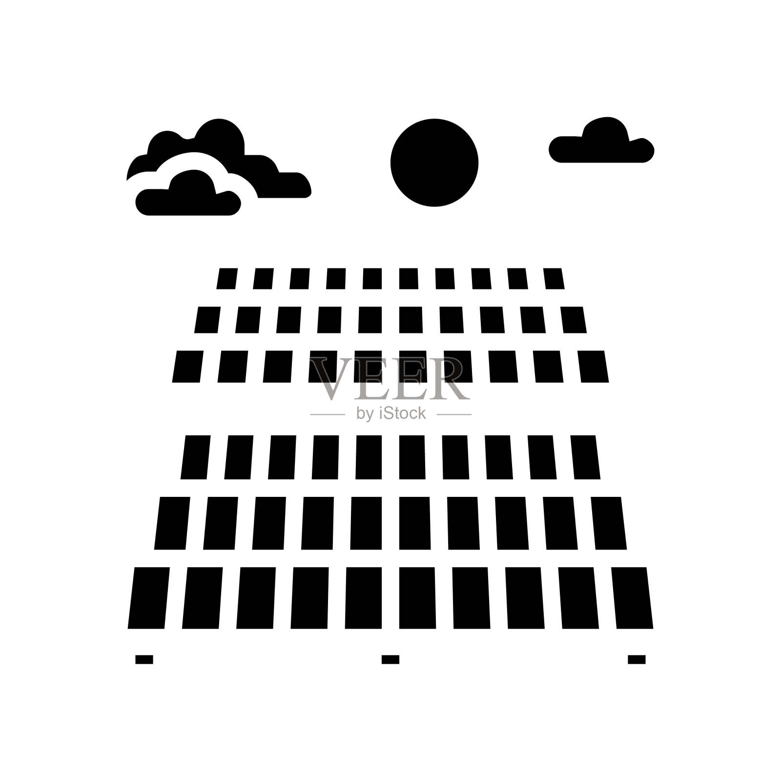 农场太阳能电池板字形图标矢量插图插画图片素材