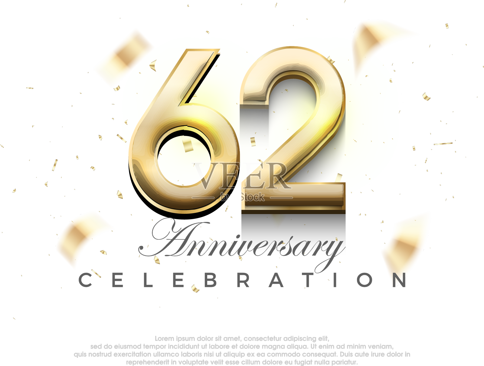 现代黄金62周年纪念高级设计设计元素图片