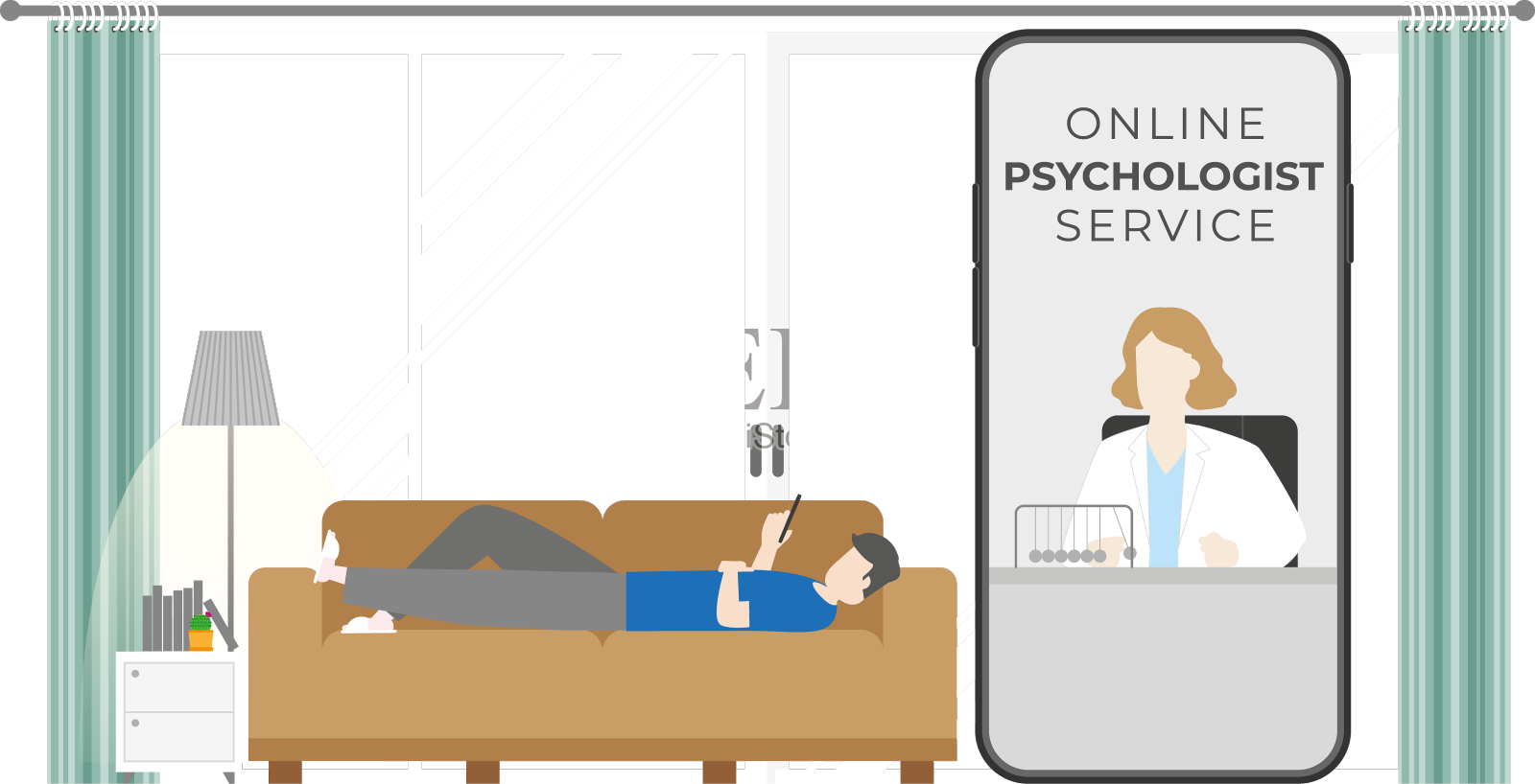 医生和病人在手机上讨论设计元素图片