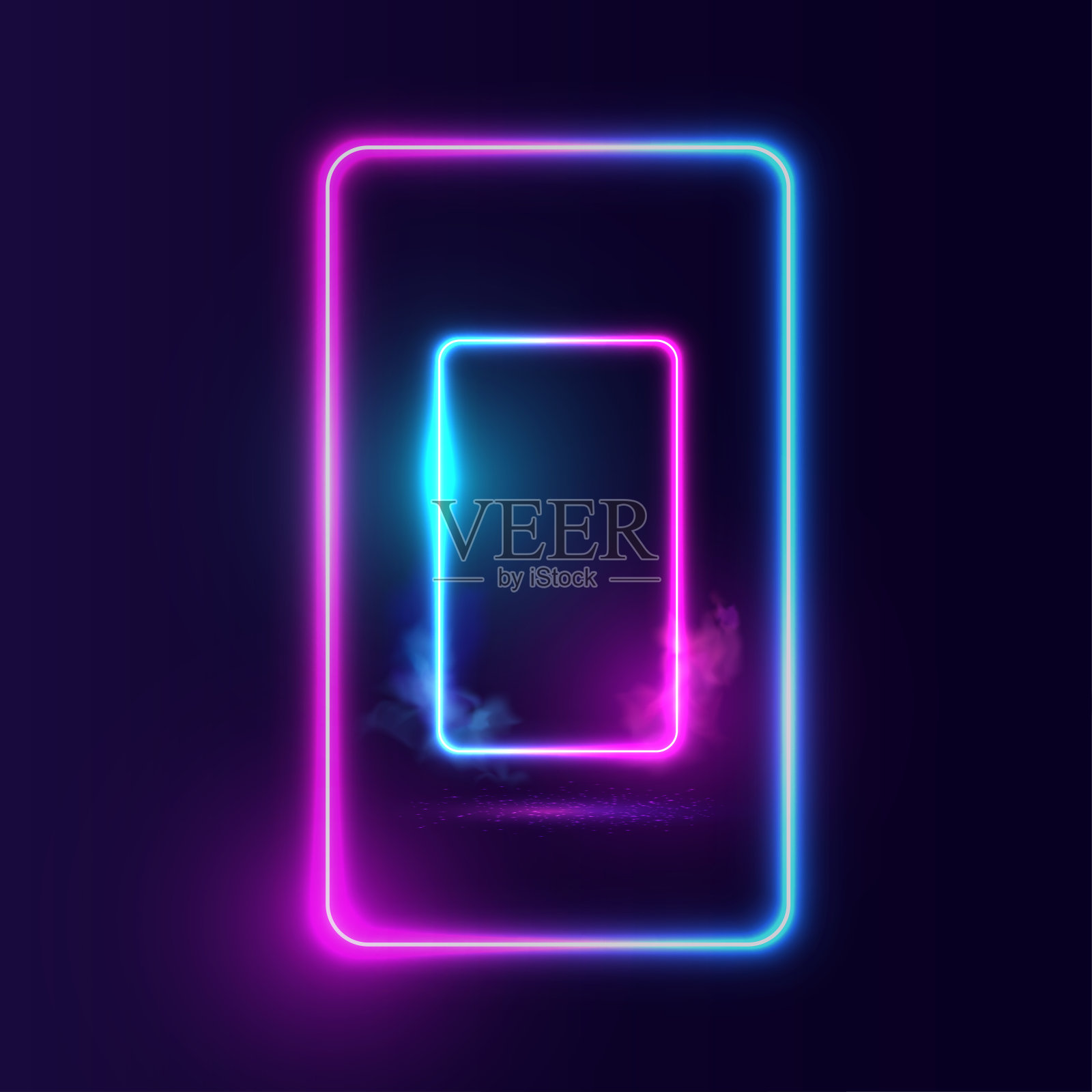 未来的背景与发光的霓虹灯插画图片素材