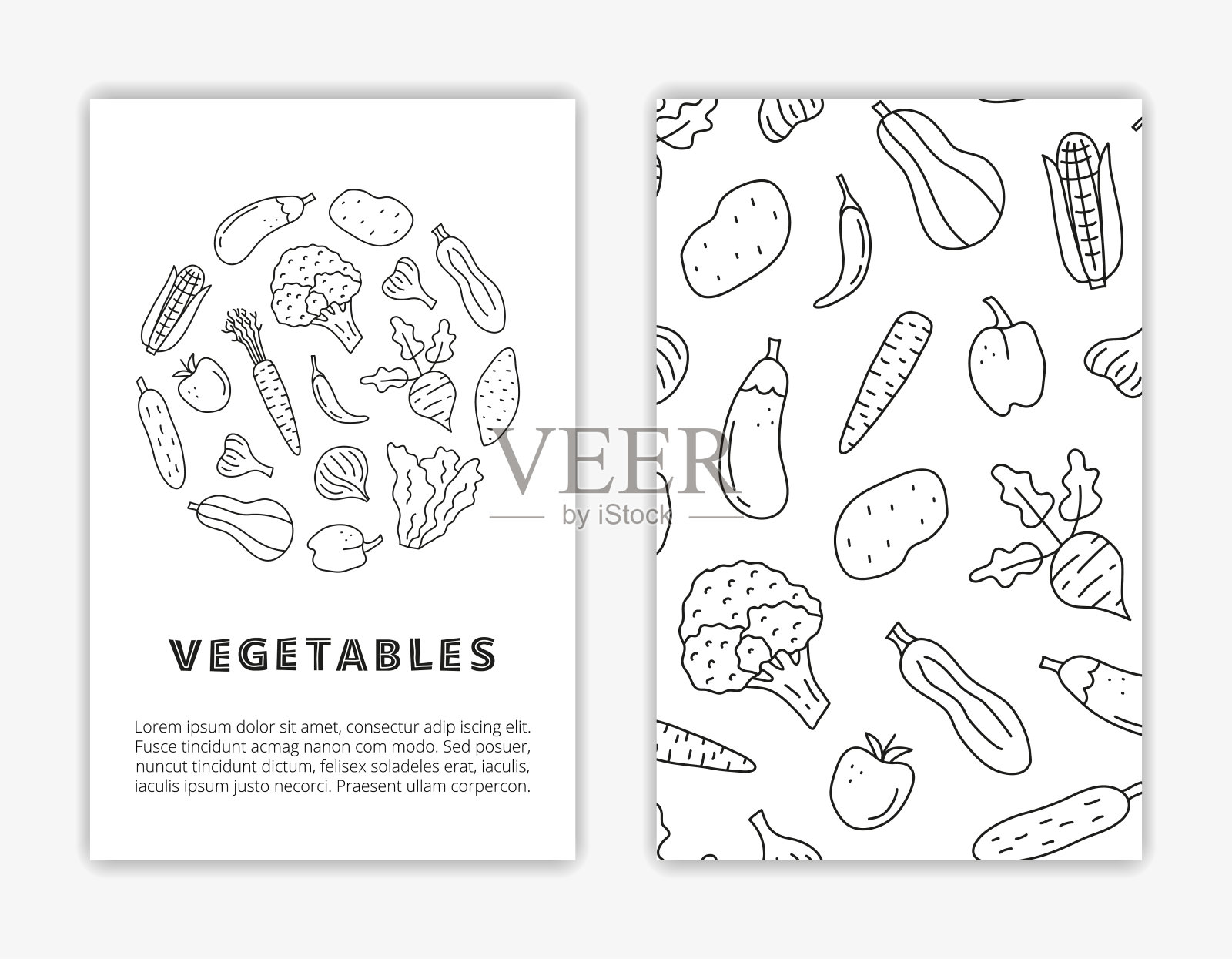 卡片模板涂鸦蔬菜。插画图片素材