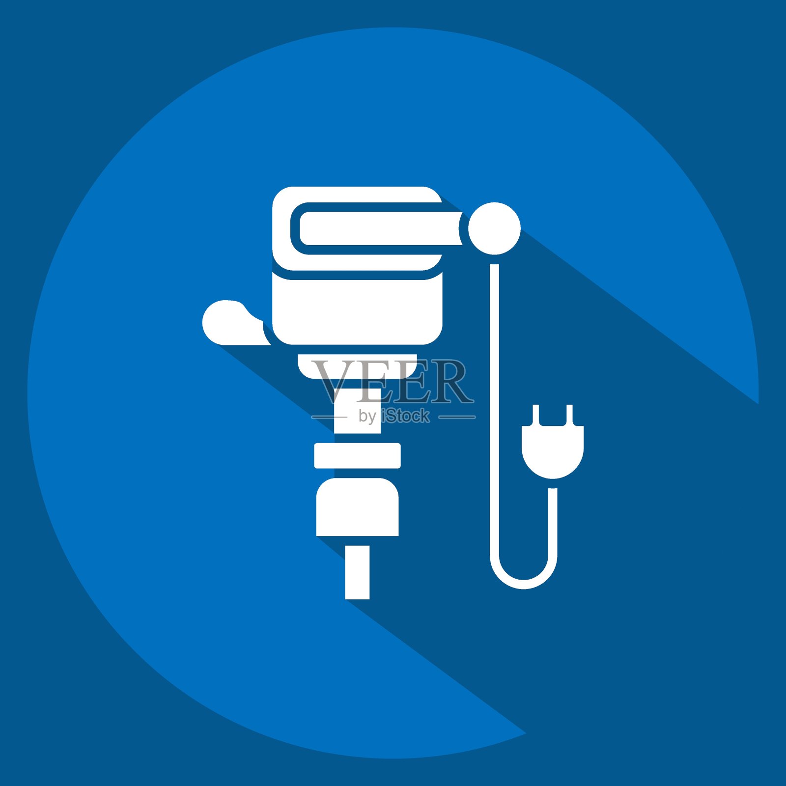 偶像杰克·汉默。与建筑符号有关。长影式。简单的设计可编辑。简单的说明插画图片素材