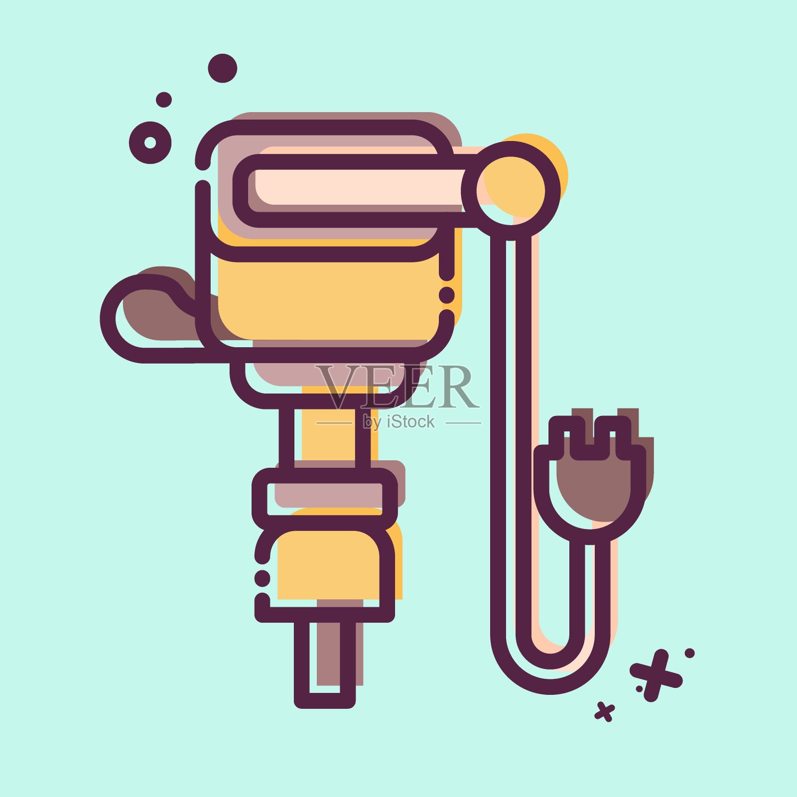 偶像杰克·汉默。与建筑符号有关。MBE风格。简单的设计可编辑。简单的说明插画图片素材