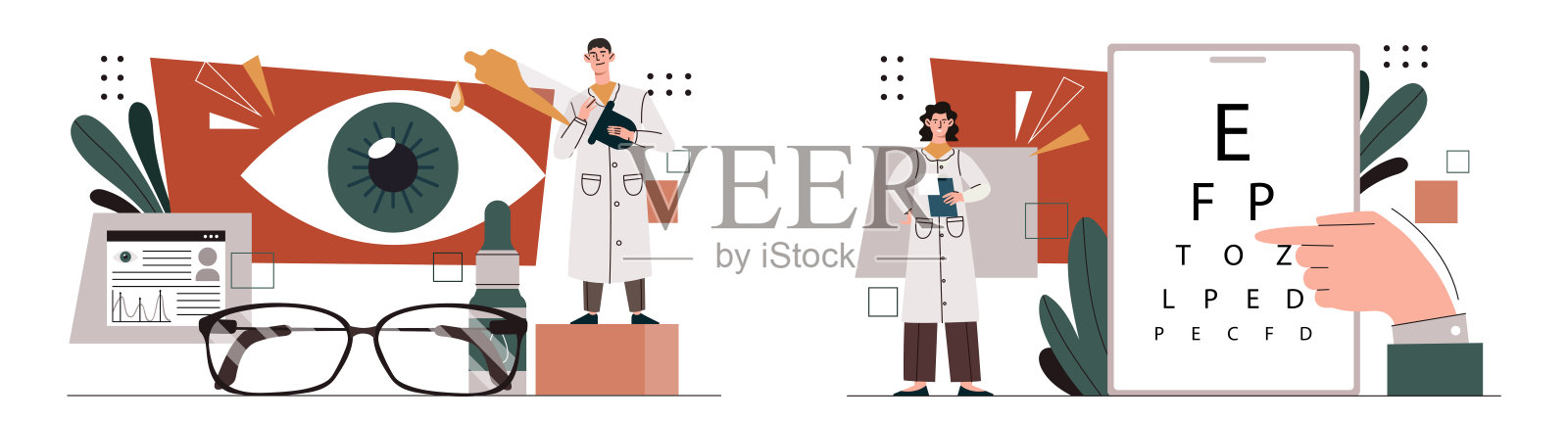 眼科医生矢量组插画图片素材