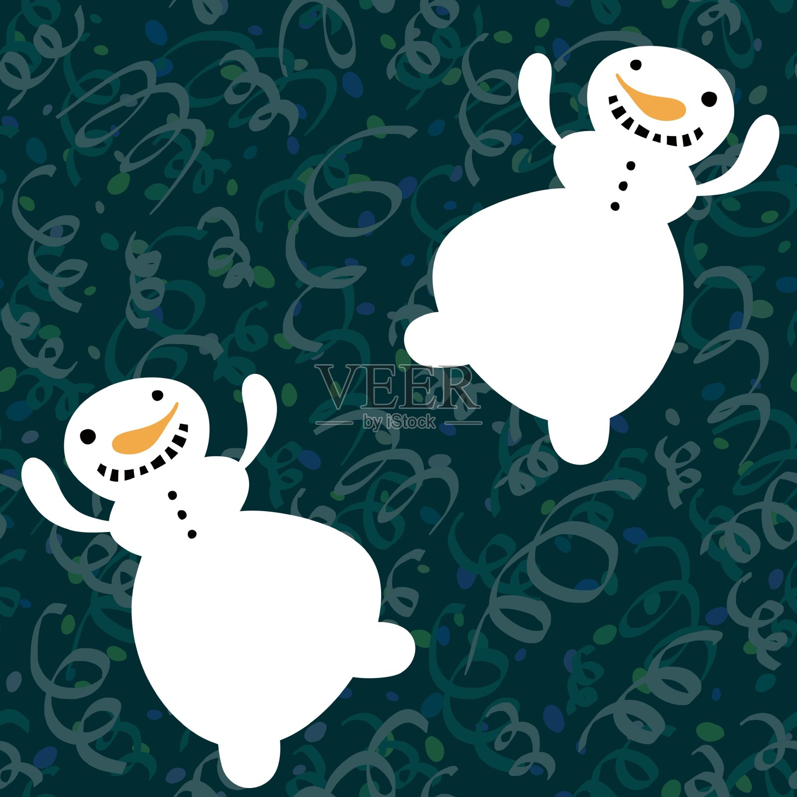 冬季圣诞无缝雪人图案包装纸插画图片素材