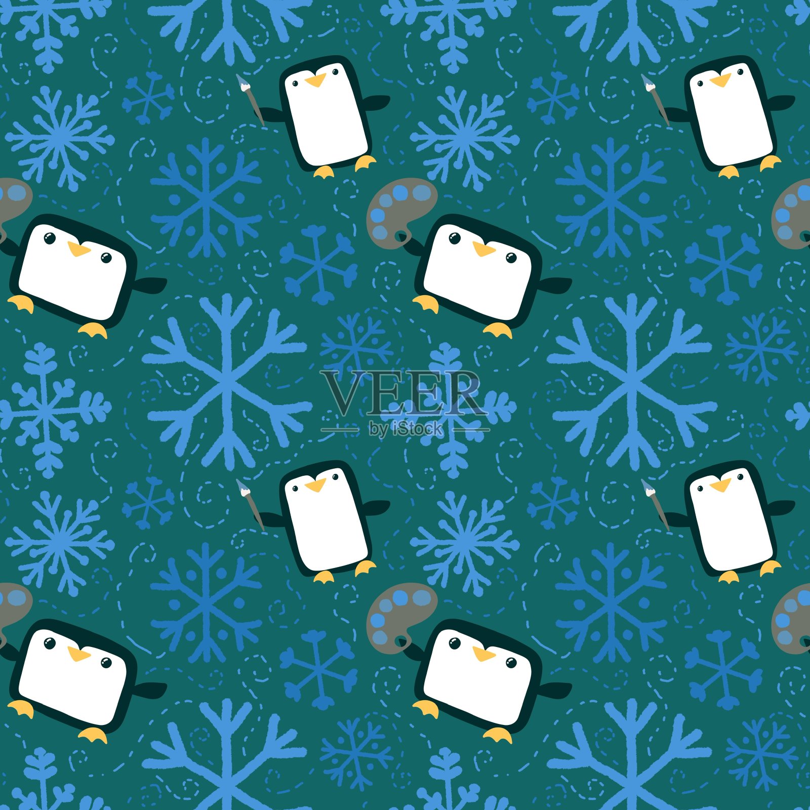 冬季圣诞无缝图案包装纸插画图片素材