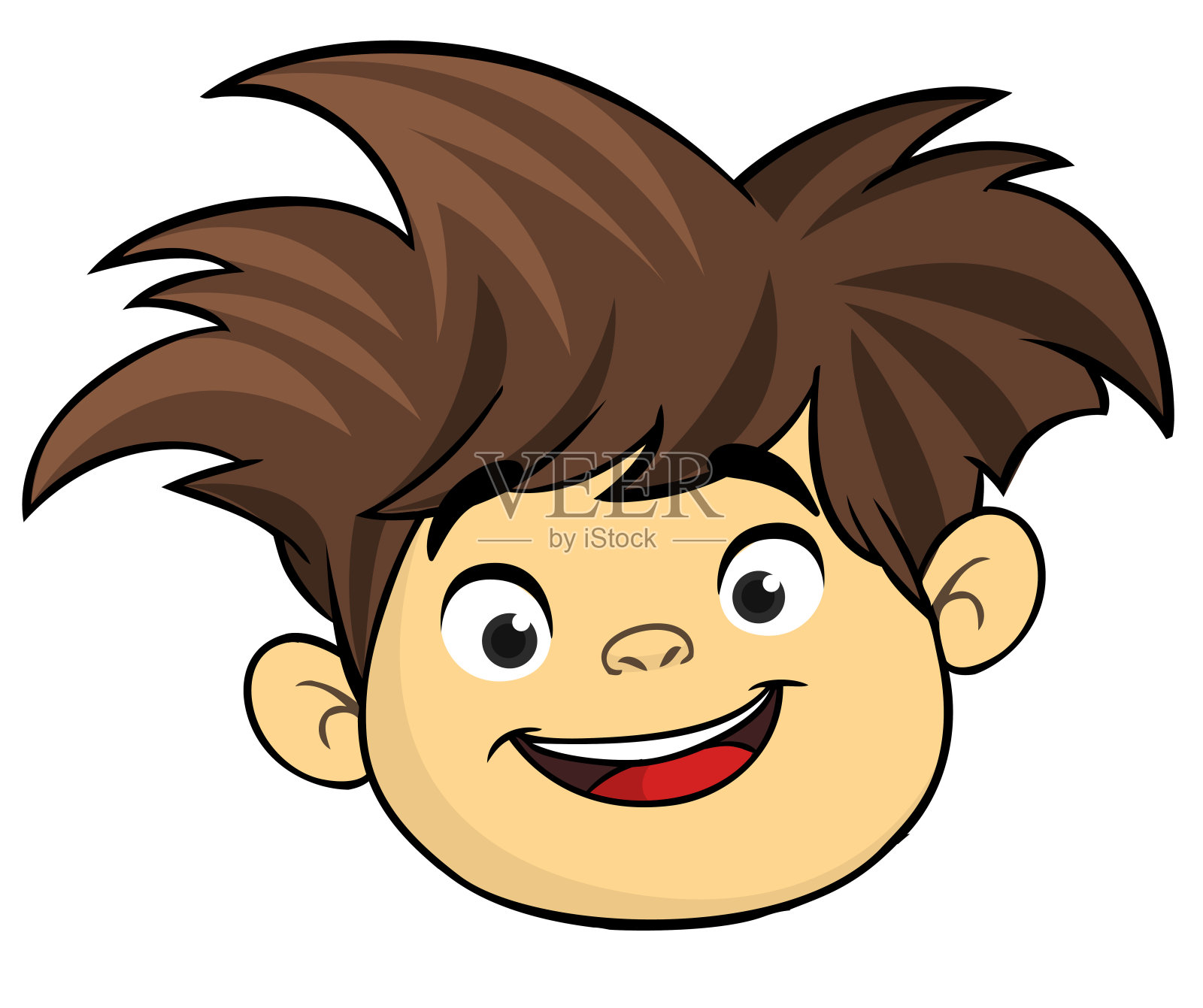 卡通小男孩矢量插画，青少年头像轮廓插画图片素材