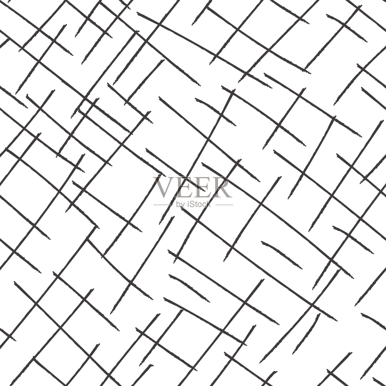 十字划混乱划痕无缝图案。纹理在手绘铅笔风格。插画图片素材