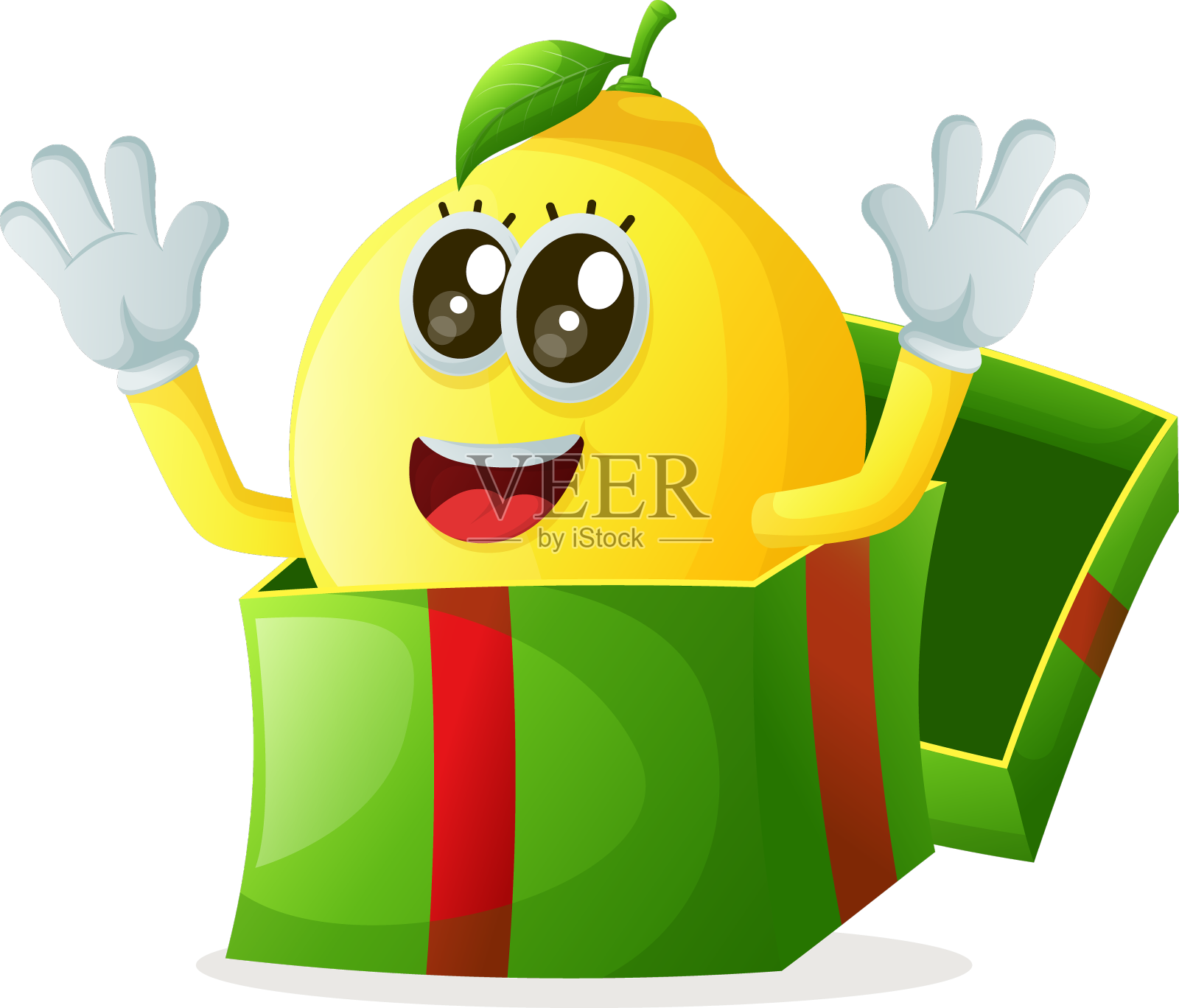 可爱的柠檬角色收到礼物设计元素图片