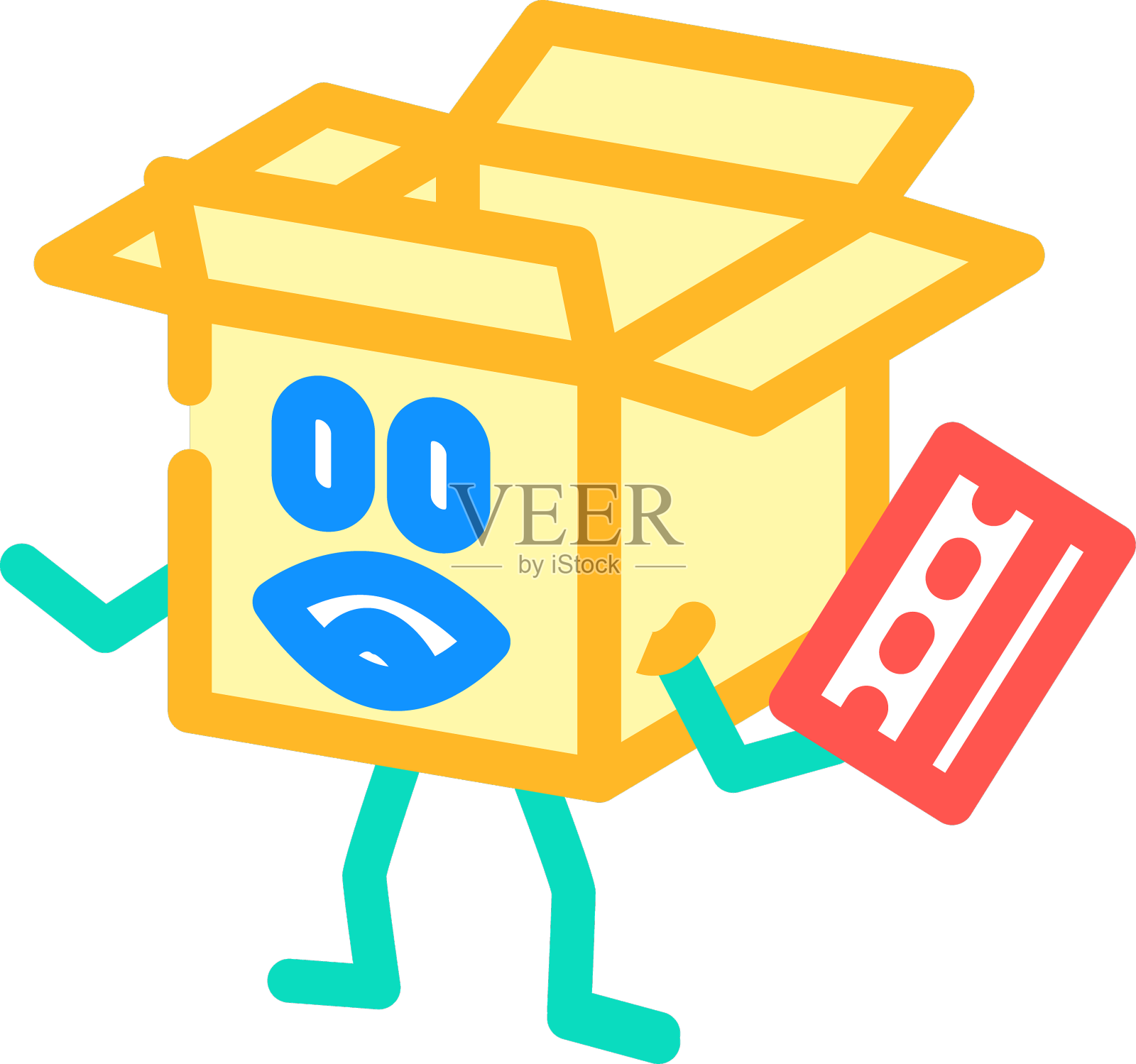 信用卡纸箱人物彩色图标设计元素图片