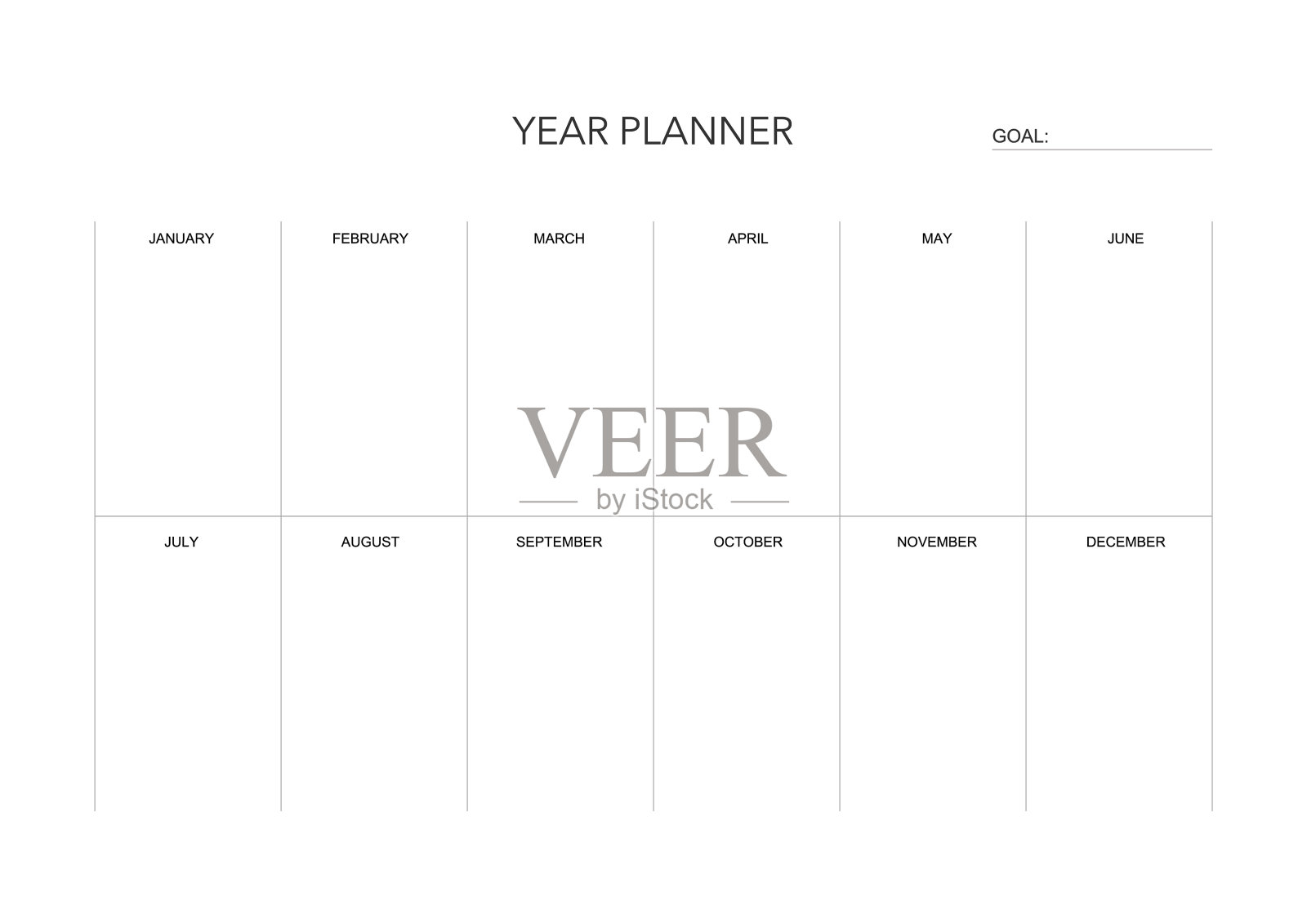 年度挑战计划，极简的计划打印，数字模板。待办事项清单。可打印的计划表，数字计划表。插画图片素材