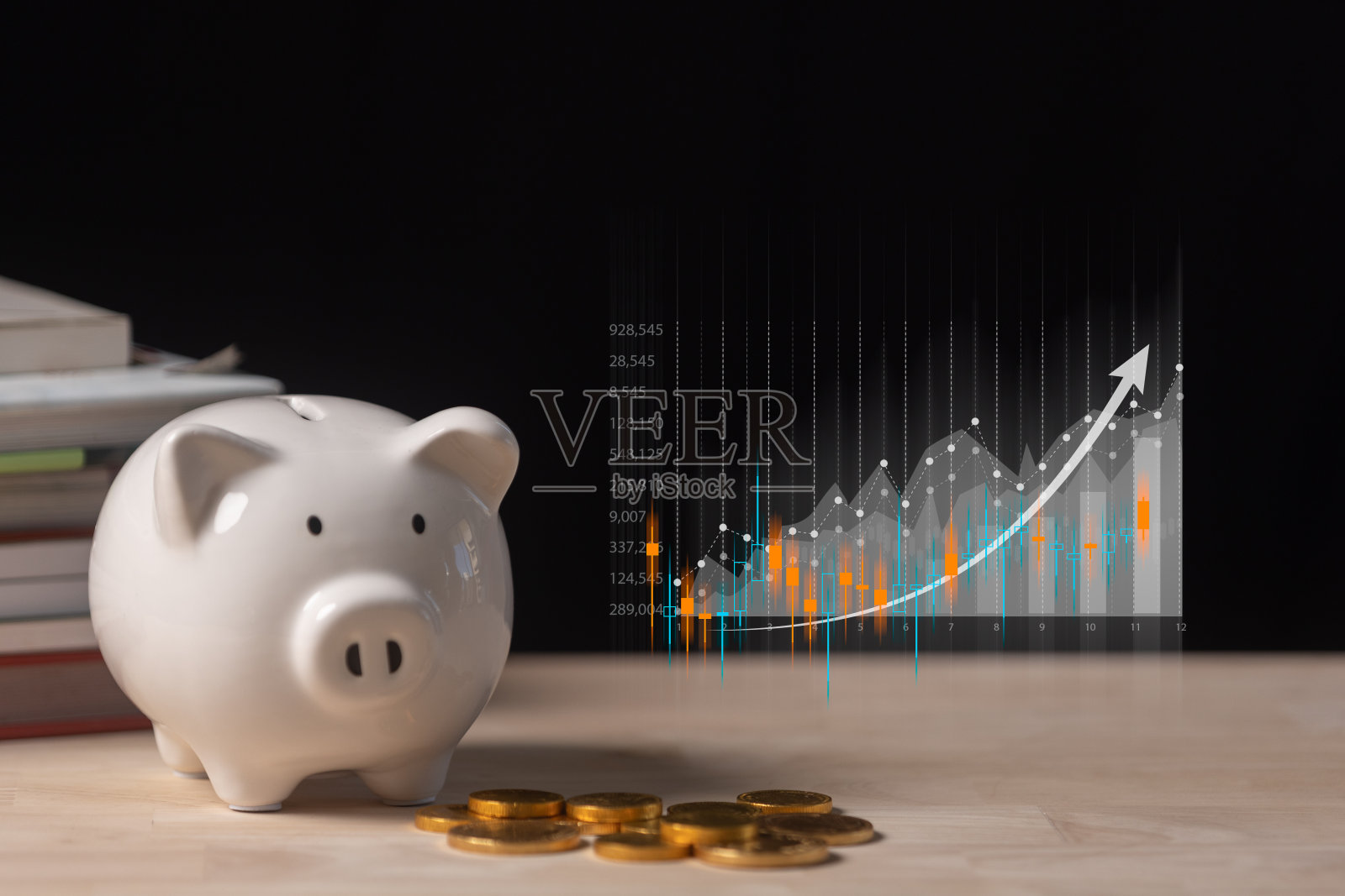 利率和投资概念，计算收益和投资回报，储蓄，收入，回报，退休，补偿基金，投资，股息税，股票市场，储蓄，贸易。照片摄影图片