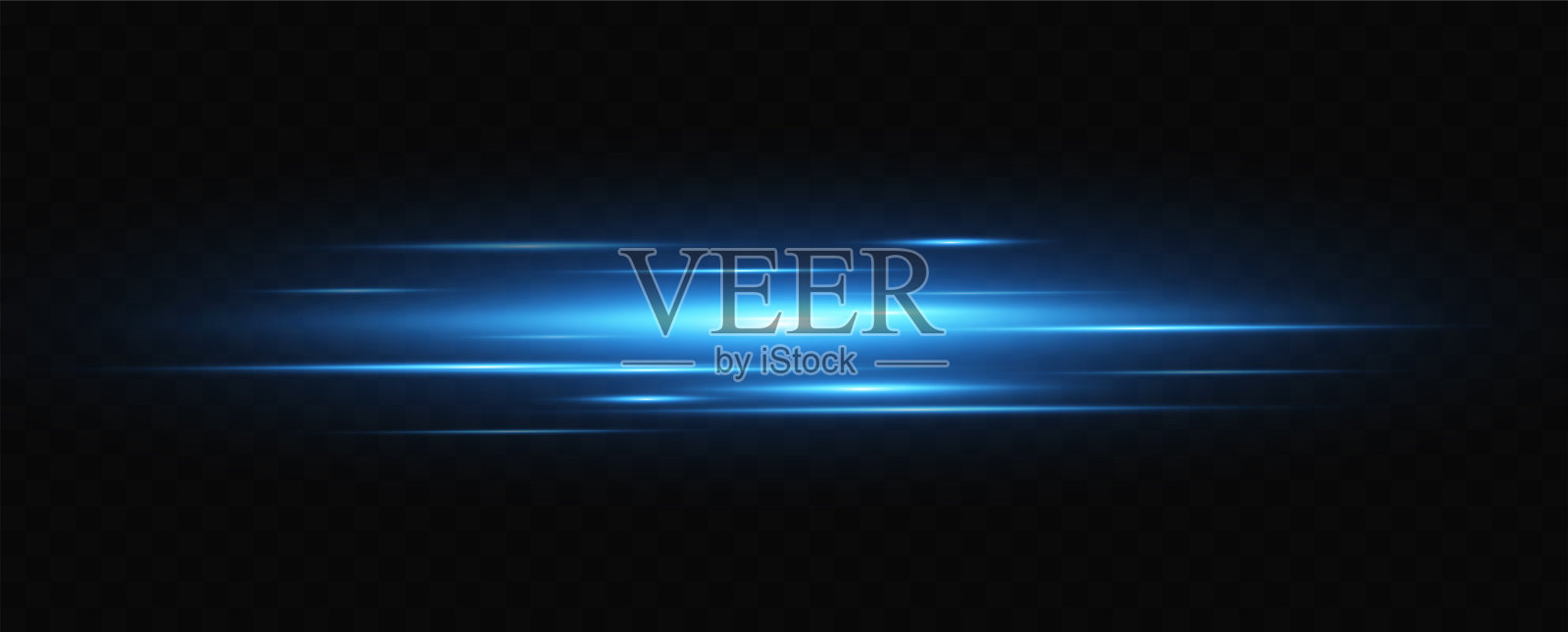 水平的霓虹灯线。光速条纹。未来的蓝色运动线。插画图片素材