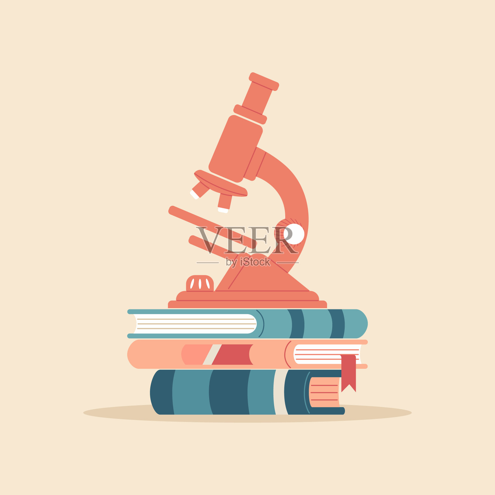 矢量插图的显微镜与书籍插画图片素材