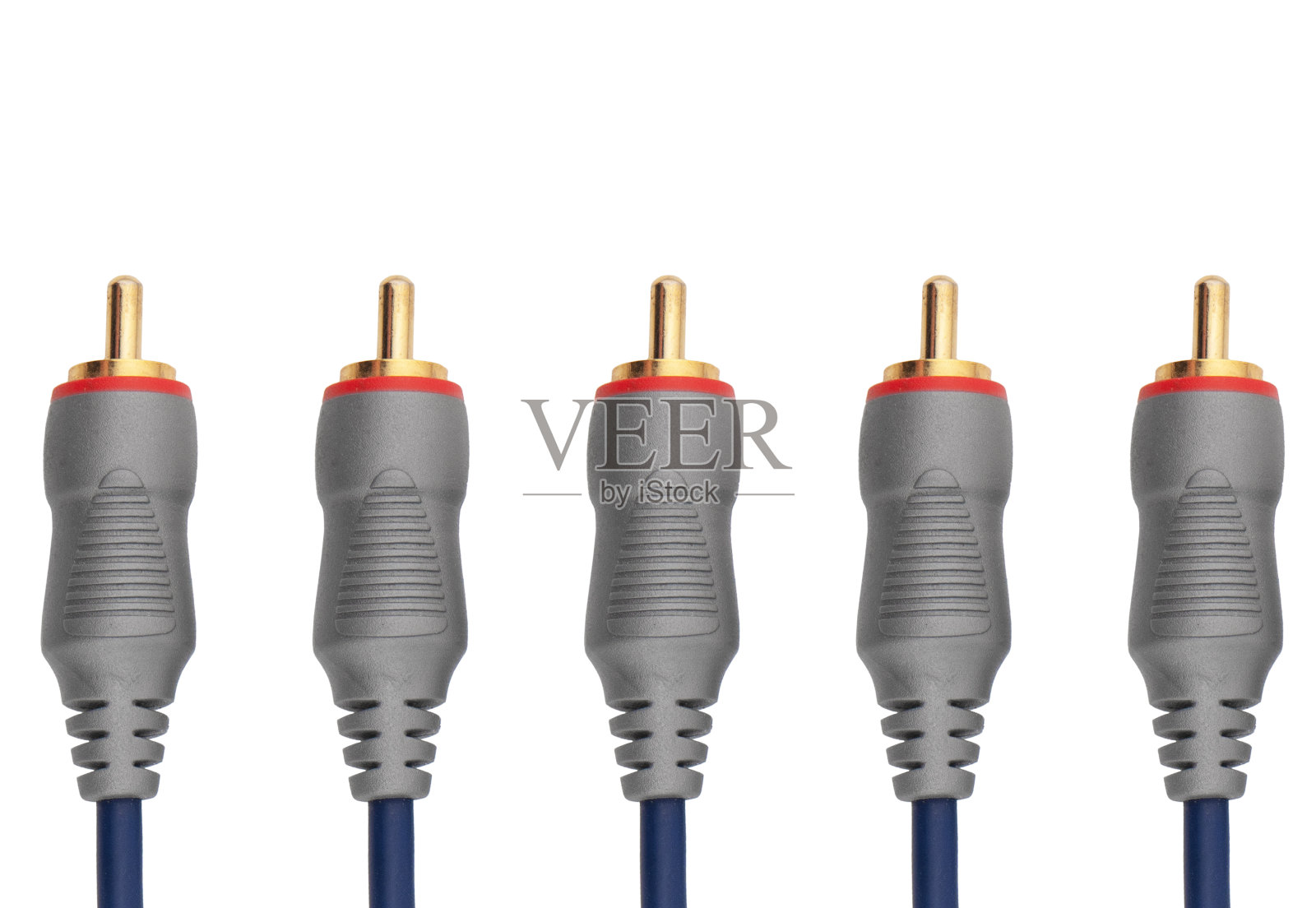 RCA立体声插孔输入电缆隔离在白色背景。RCA复合音频视频电缆隔离在白色背景照片摄影图片