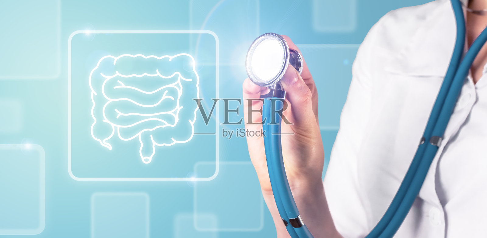 肠道检查，肠道菌群，微生物群的现代检查照片摄影图片