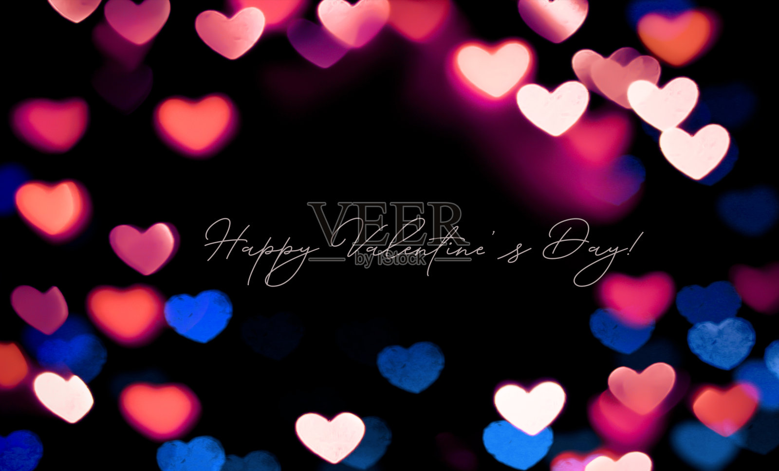 情人节贺卡，红色散景背景。照片摄影图片