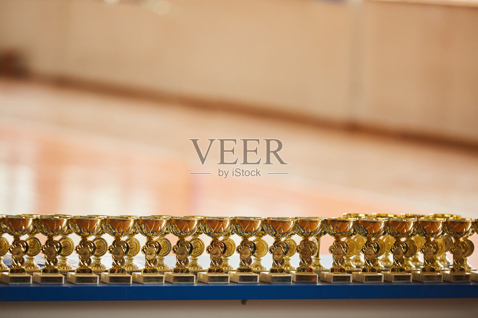 把奖杯颁给赢得比赛的人。运动理念，健康生活方式照片摄影图片