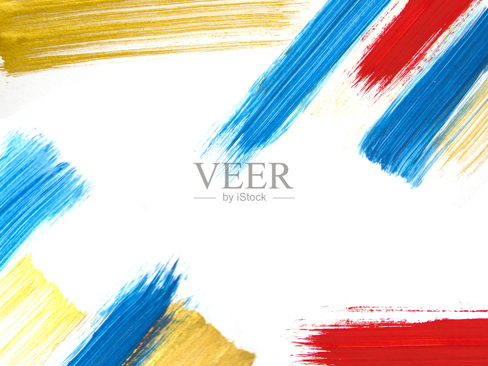 画框的笔触为蓝色和金色。白色背景上的笔触。手绘插图。插画图片素材