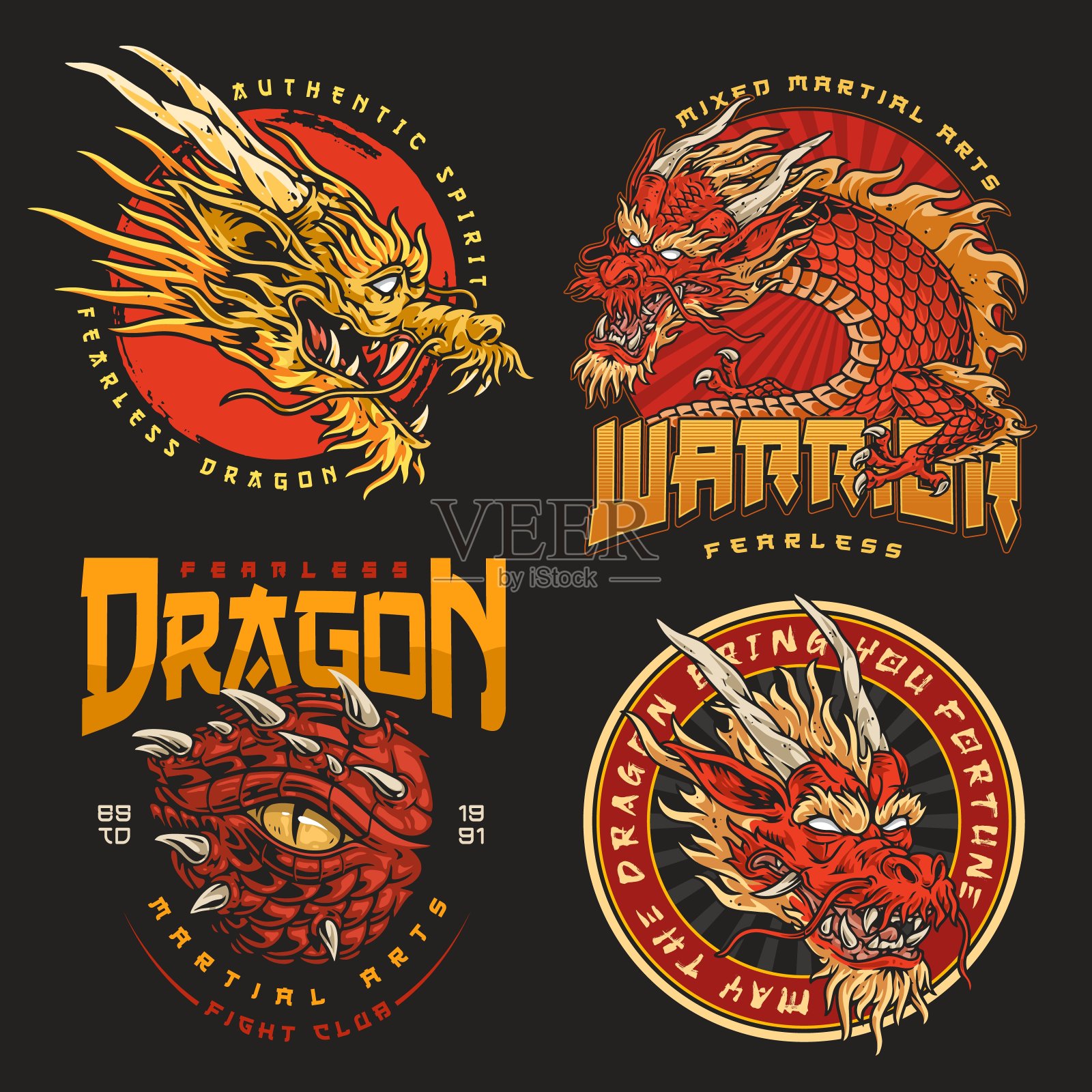 搏击俱乐部的龙布景海报插画图片素材