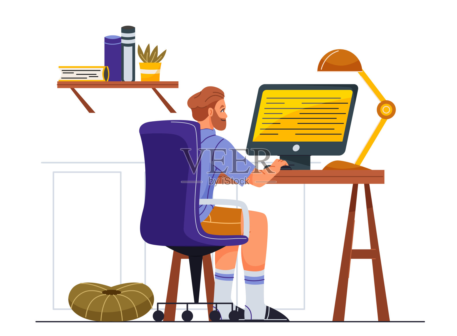 人工作在线矢量概念插画图片素材