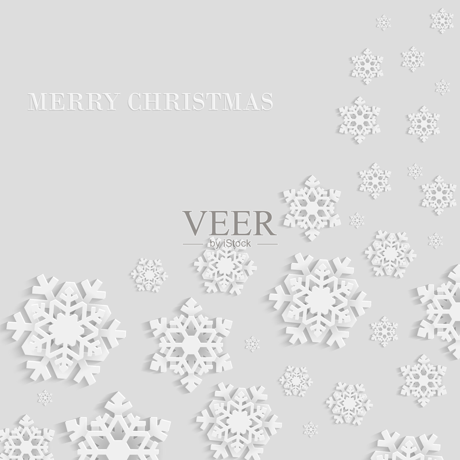 圣诞背景与白色的纸雪花插画图片素材