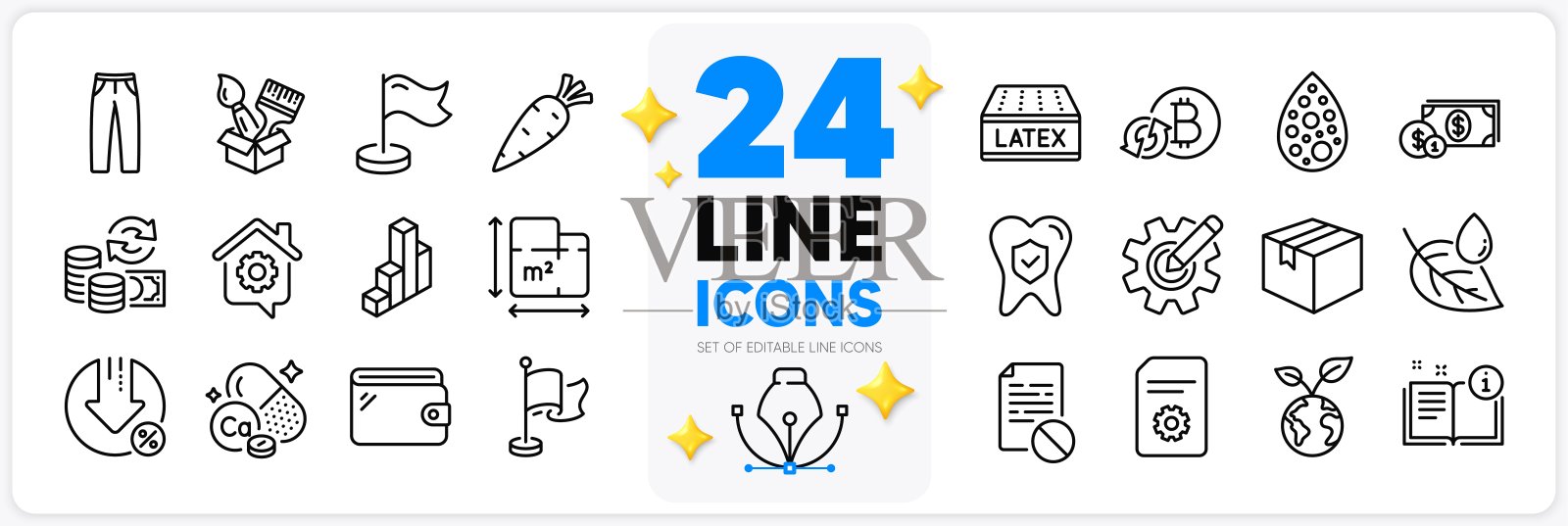 图标集手动，裤子和保存星球线图标。用于web应用程序。矢量插画图片素材