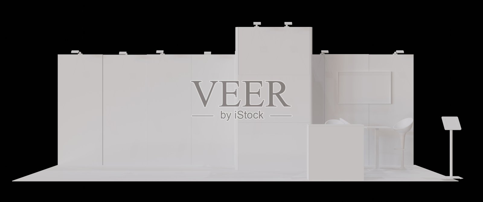 白色创意展台设计。布斯模板。企业形象3d效果图照片摄影图片