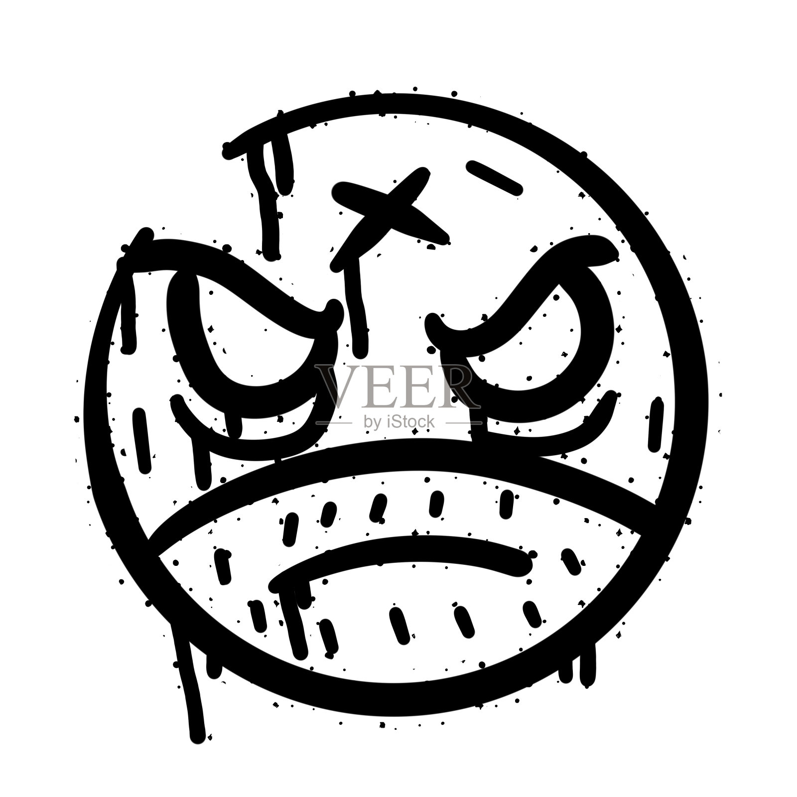 涂鸦grunge风格的脸。插画图片素材