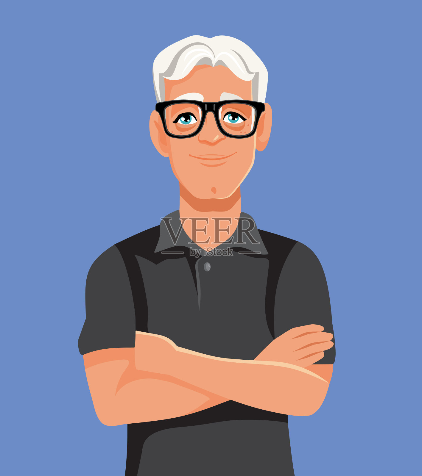 有吸引力的中年男子站在交叉的矢量字符插画图片素材