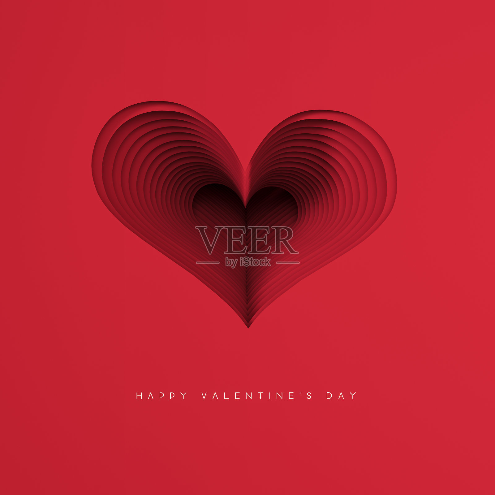 红色背景上的情人节快乐主题剪纸心形照片摄影图片