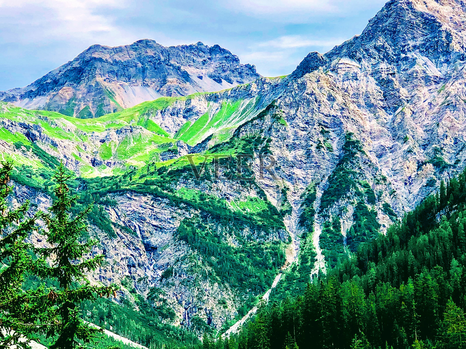 瑞士阿尔卑斯山被操纵的地形照片摄影图片