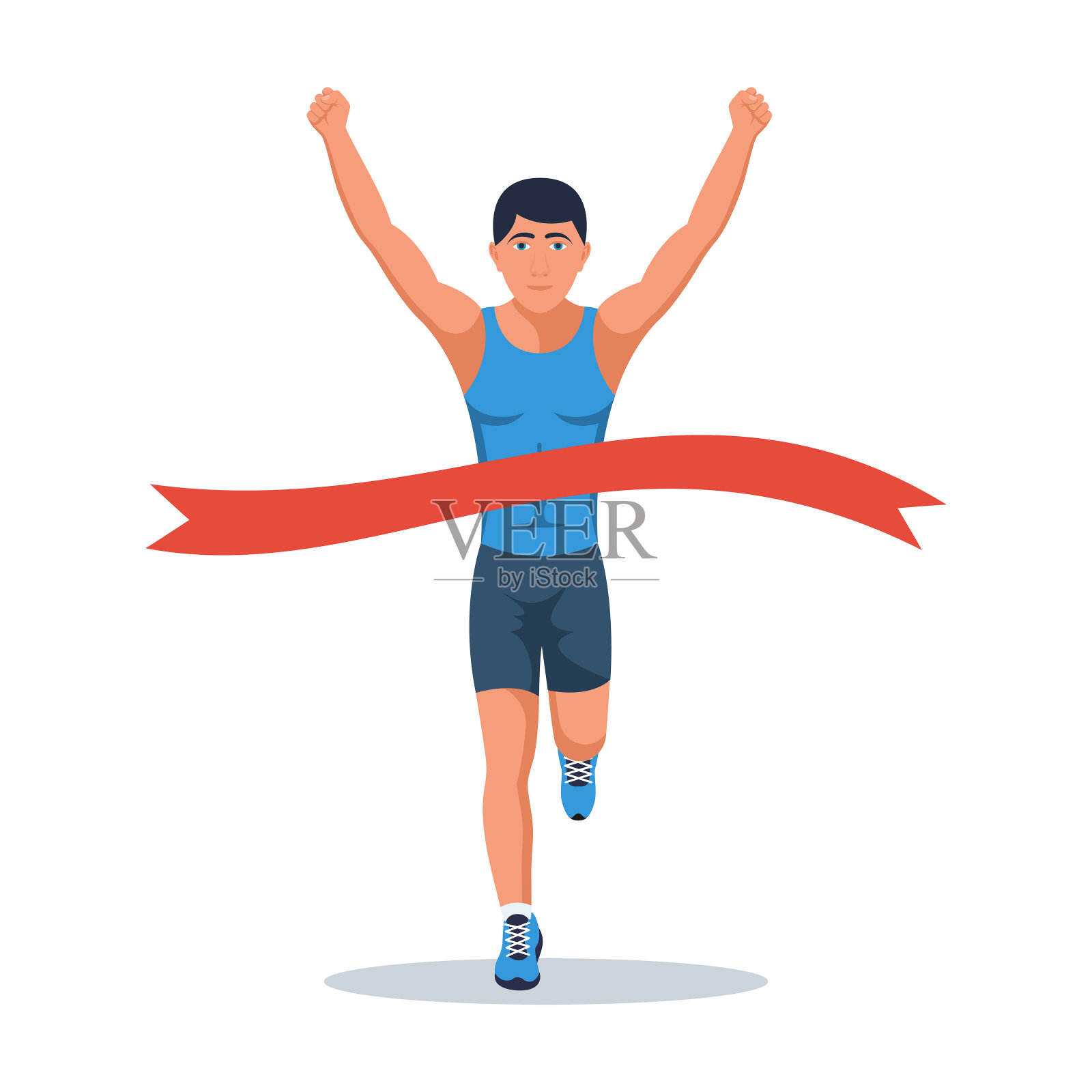 冲过终点线的跑步者插画图片素材