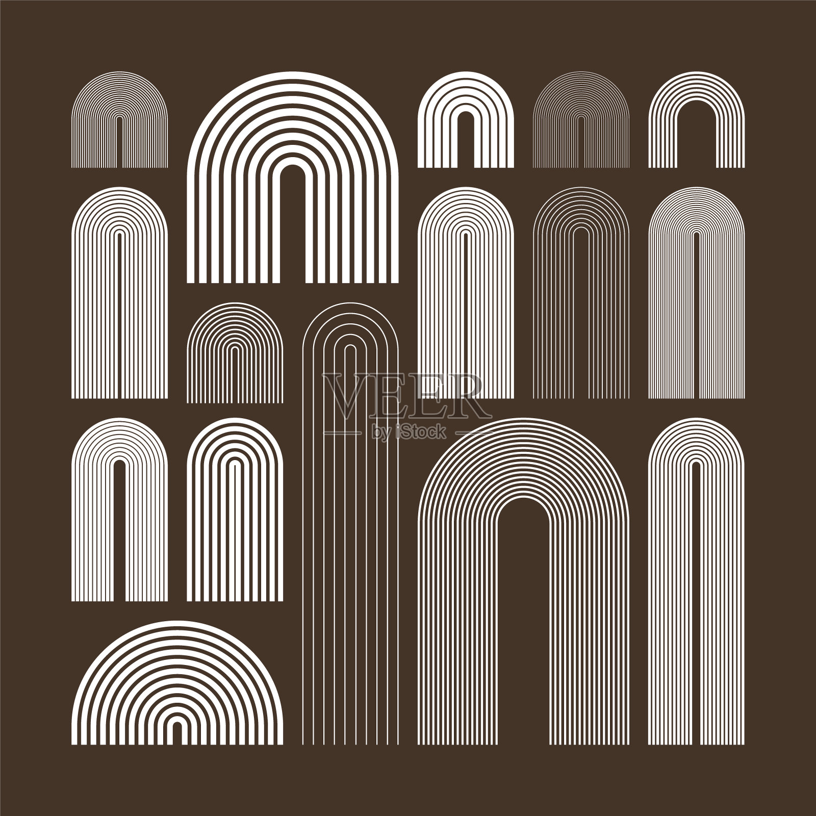 中世纪的拱门元素，现代的几何形状。当代设计，极简主义艺术。时尚的设计元素，墙壁装饰，海报，书籍，封面和传单。矢量图插画图片素材
