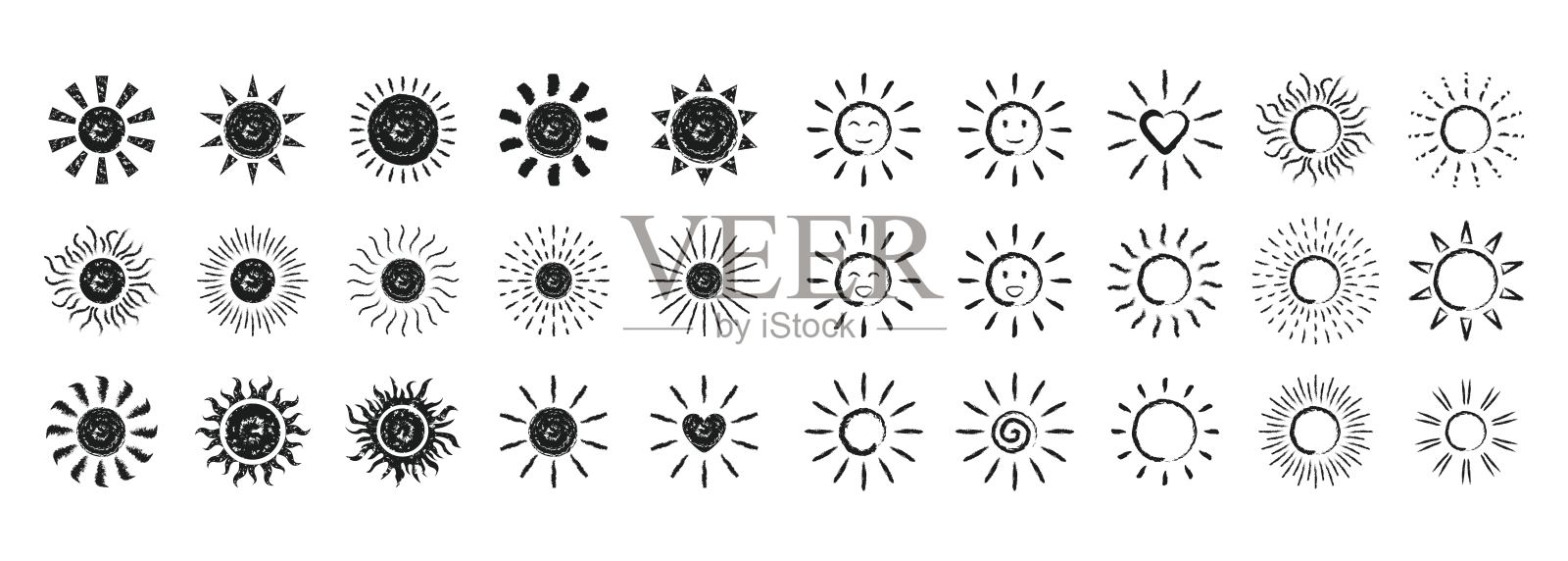 温暖的太阳插图，图标代表阳光插画图片素材