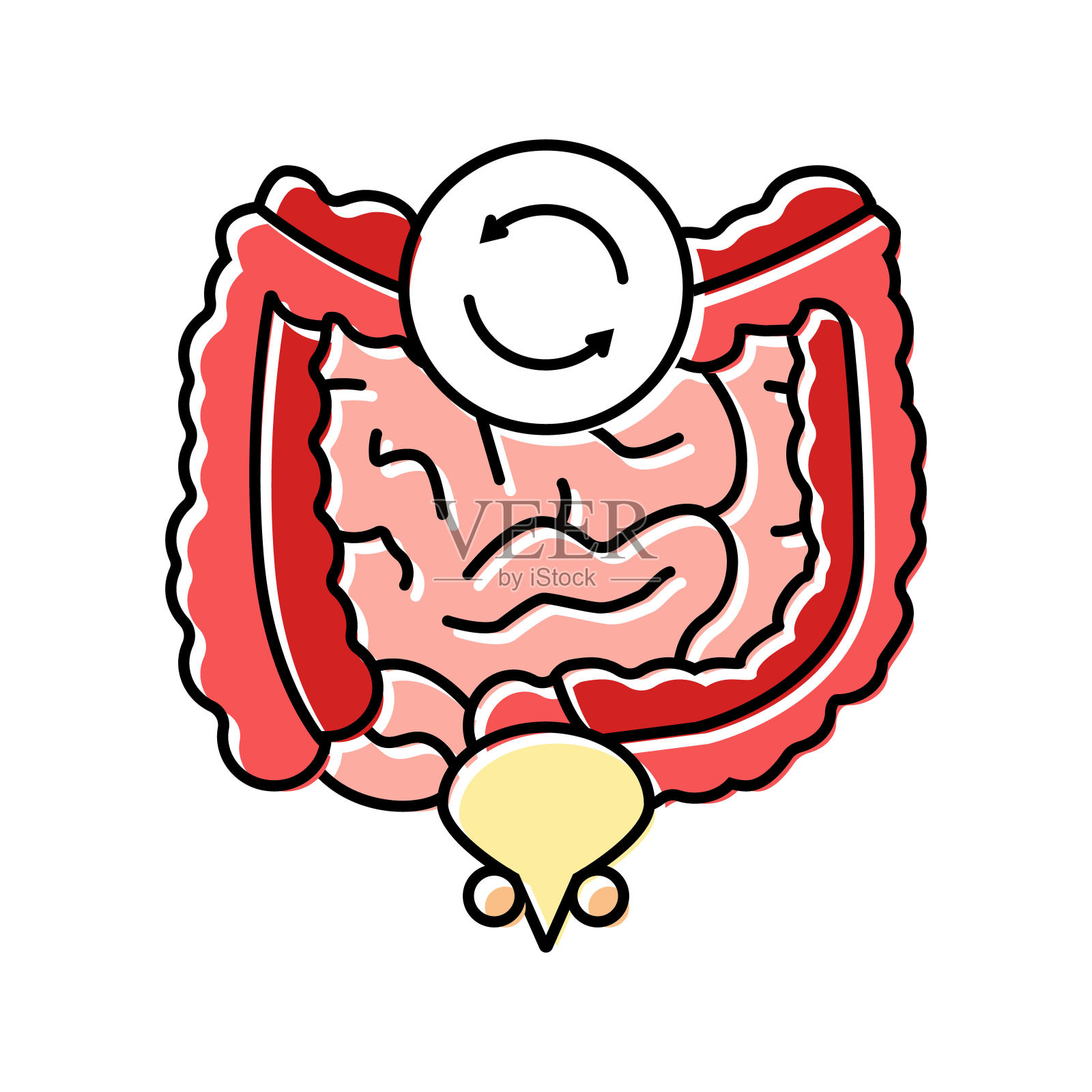 改变膀胱习惯疾病症状彩色图标矢量说明插画图片素材
