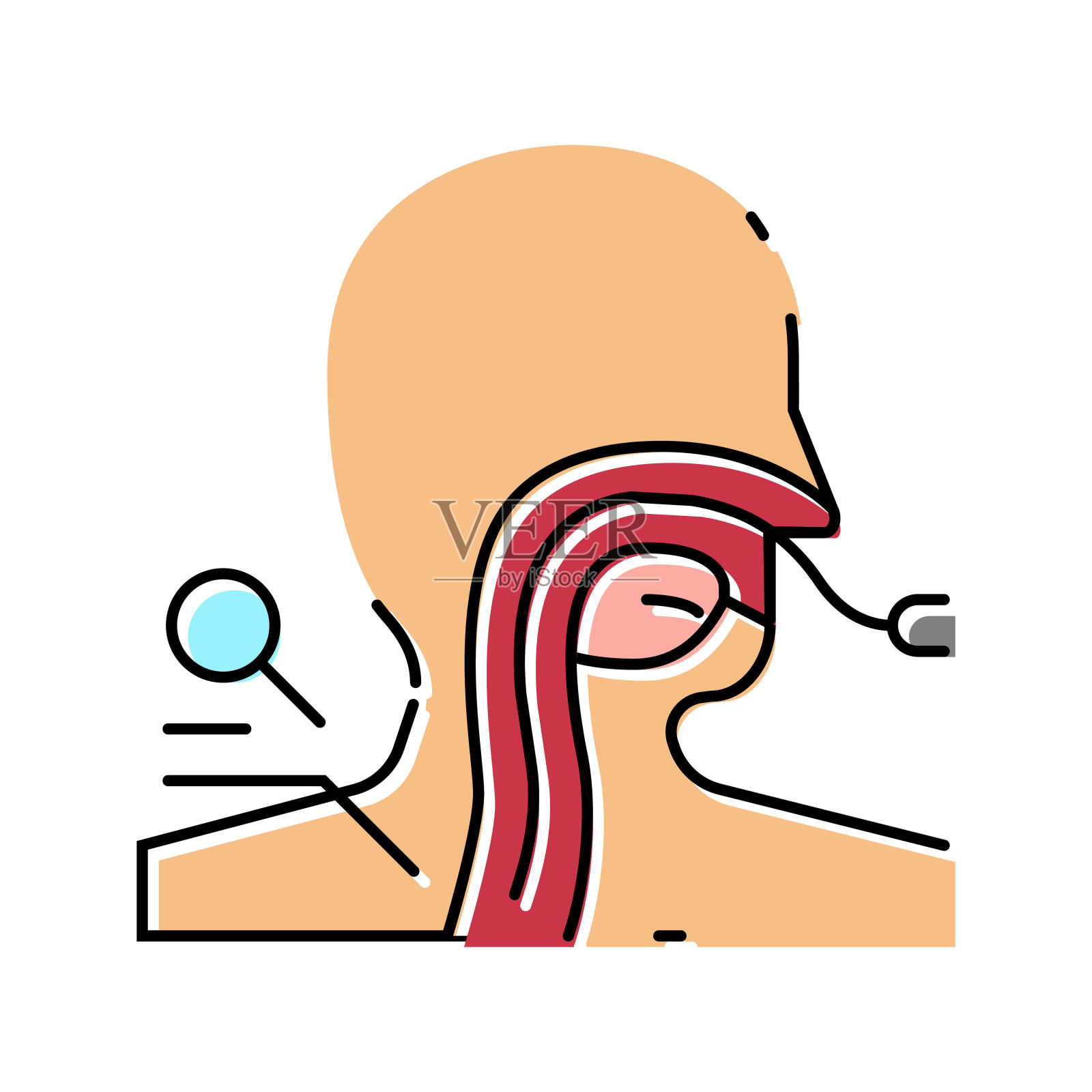 内镜程序胃肠病学彩色图标矢量插图插画图片素材