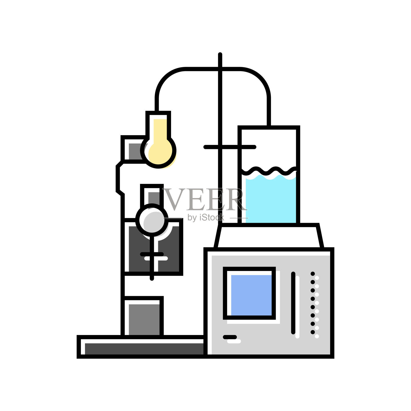 腐蚀测试材料工程彩色图标矢量插图插画图片素材