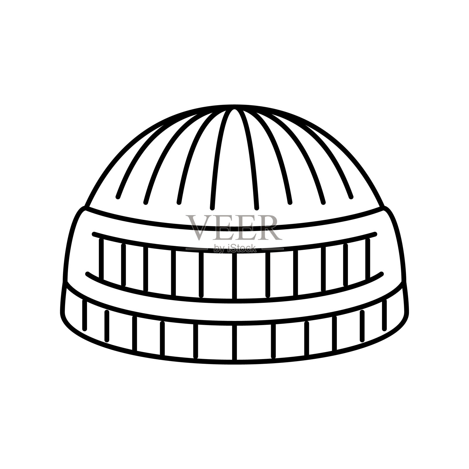 穆斯林祈祷帽库菲线图标矢量插图插画图片素材