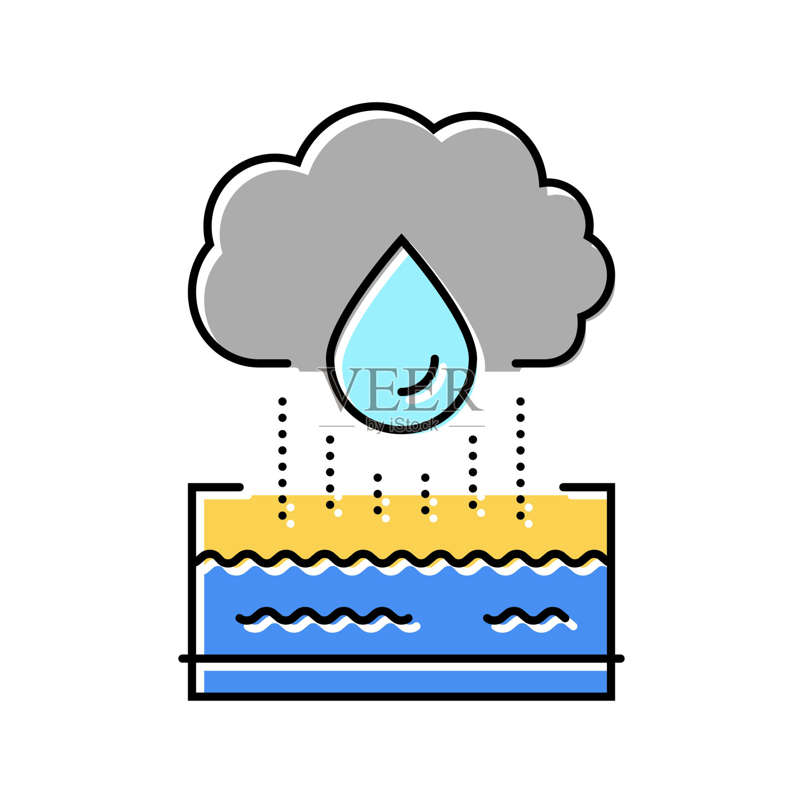雨水收集绿色生活颜色图标矢量插图插画图片素材