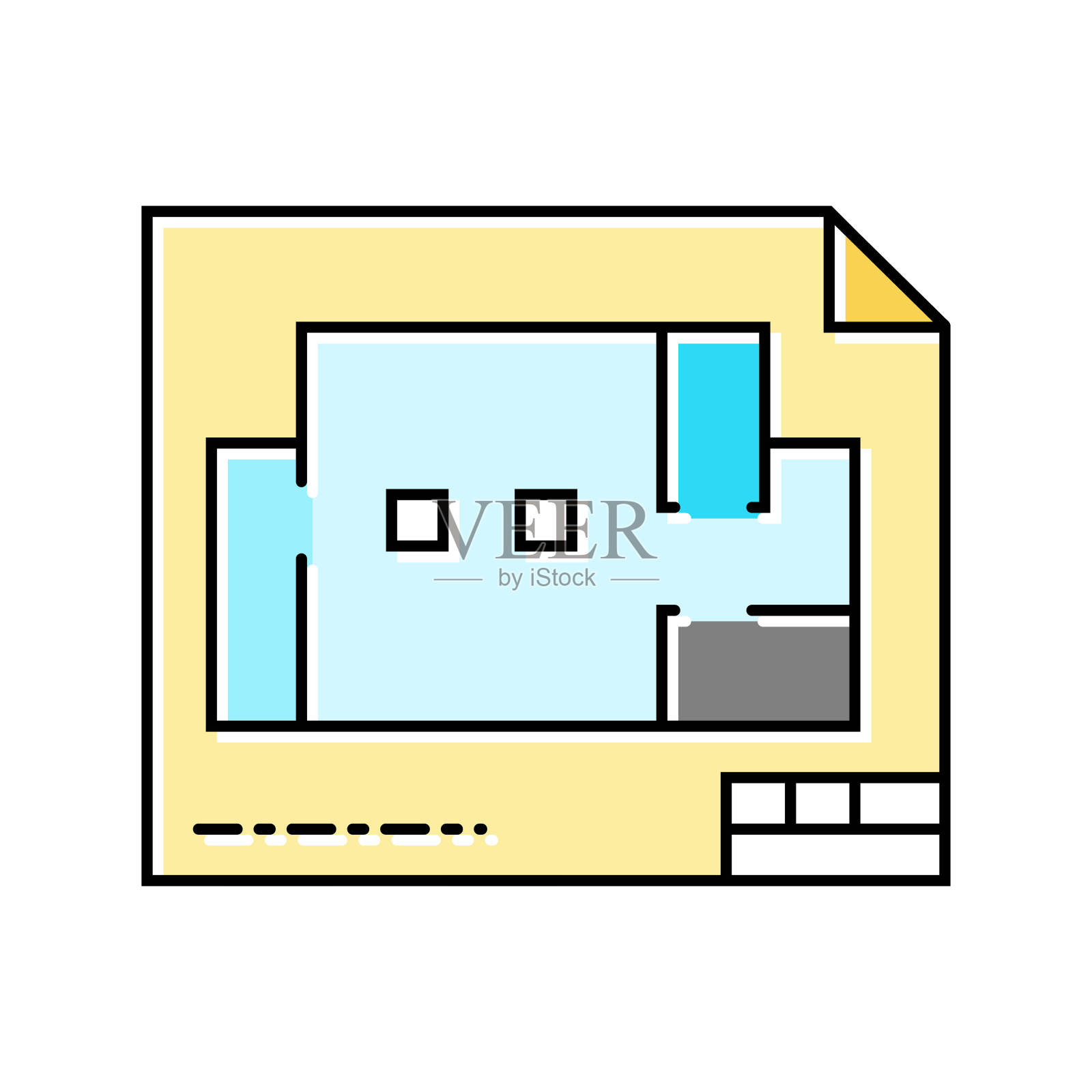 平面图建筑绘图彩色图标矢量插图插画图片素材