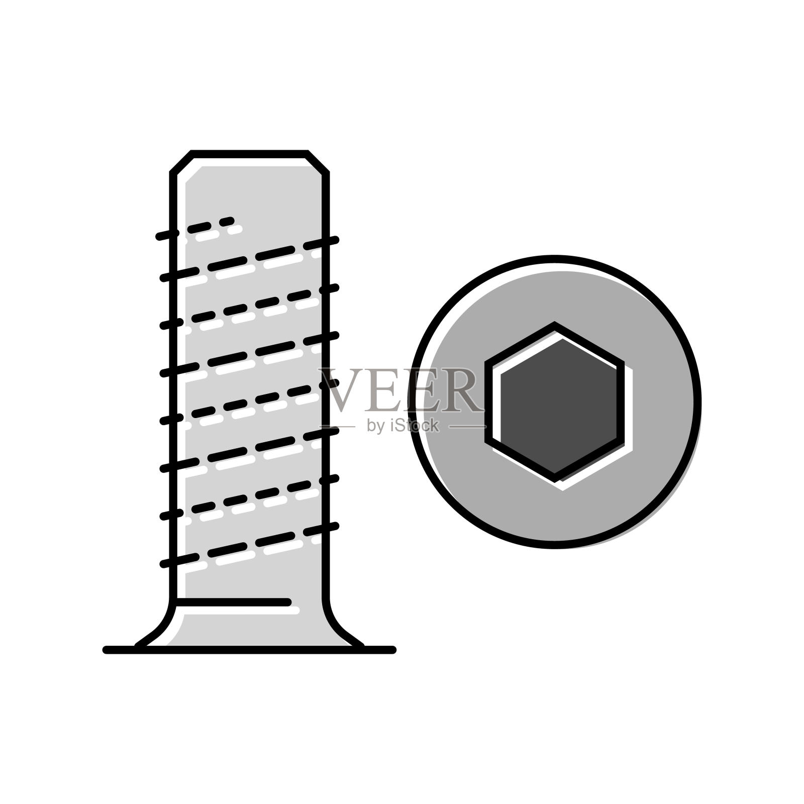 螺母家具五金配件颜色图标矢量插图插画图片素材