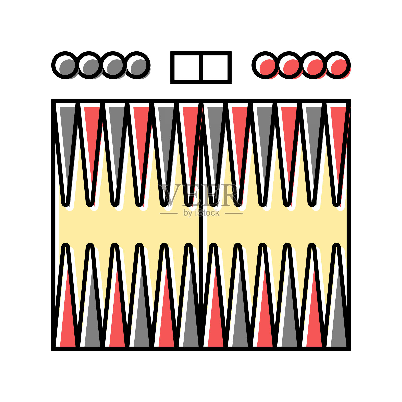 双陆棋游戏棋盘表彩色图标矢量插图插画图片素材